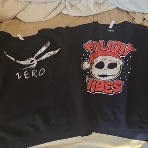 Disney Nightmare Before Christmas Black And Navy Holiday Vibes Crewneck Sweaters